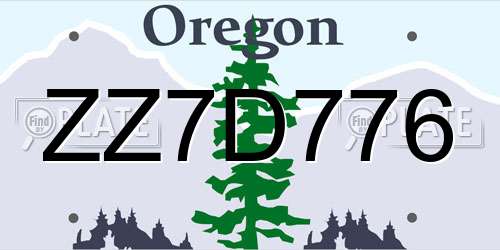 ZZ7D776 Oregon License Plate