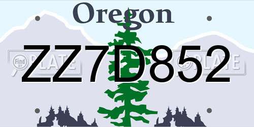 ZZ7D852 Oregon License Plate