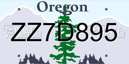 ZZ7D895 Oregon License Plate