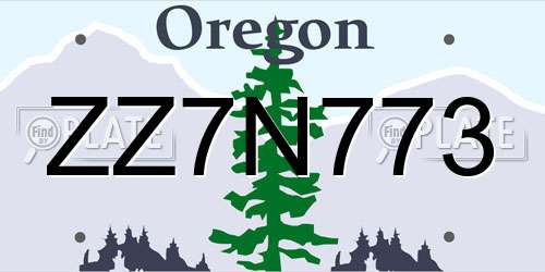 ZZ7N773 Oregon License Plate