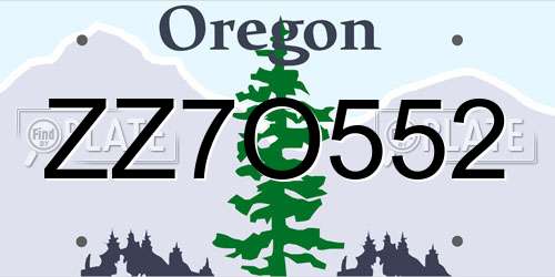 ZZ7O552 Oregon License Plate