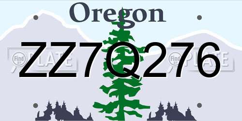 ZZ7Q276 Oregon License Plate