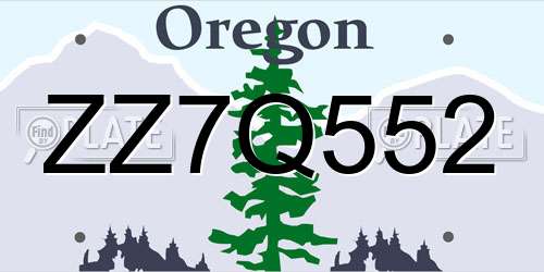 ZZ7Q552 Oregon License Plate