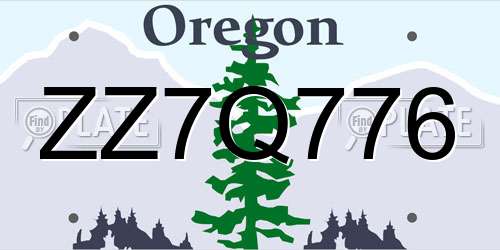 ZZ7Q776 Oregon License Plate