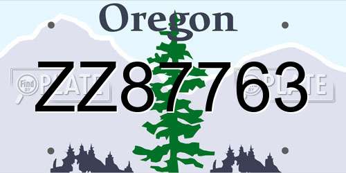 ZZ87763 Oregon License Plate