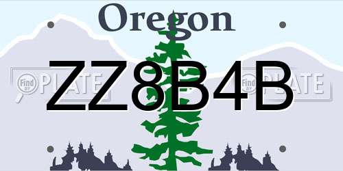 ZZ8B4B Oregon License Plate