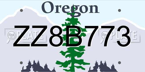 ZZ8B773 Oregon License Plate