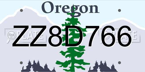 ZZ8D766 Oregon License Plate