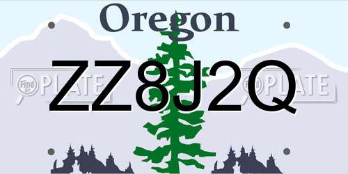 ZZ8J2Q Oregon License Plate