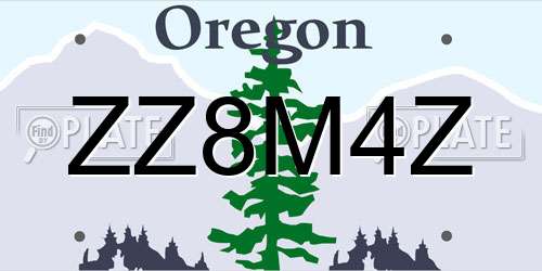 ZZ8M4Z Oregon License Plate