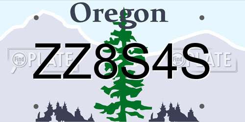 ZZ8S4S Oregon License Plate