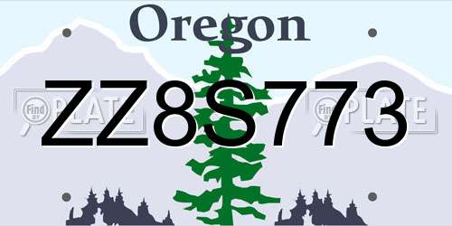 ZZ8S773 Oregon License Plate