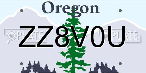 ZZ8V0U Oregon License Plate