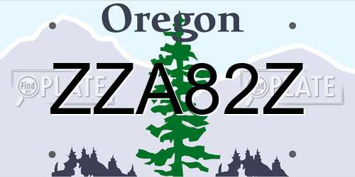ZZA82Z Oregon License Plate