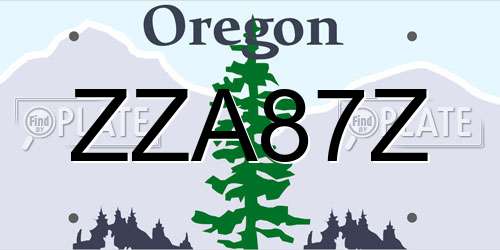 ZZA87Z Oregon License Plate