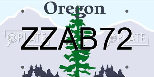 ZZAB72 Oregon License Plate