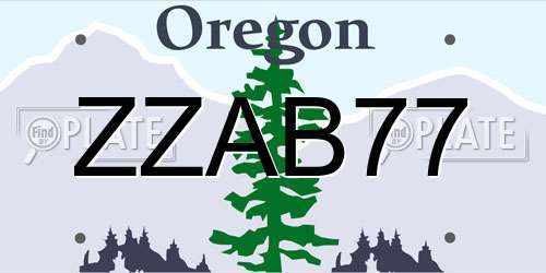 ZZAB77 Oregon License Plate