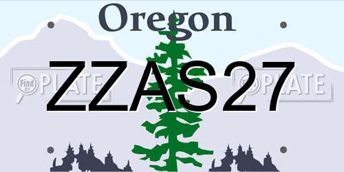 ZZAS27 Oregon License Plate