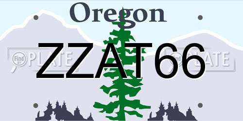 ZZAT66 Oregon License Plate