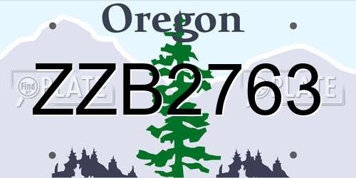 ZZB2763 Oregon License Plate