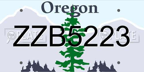 ZZB5223 Oregon License Plate