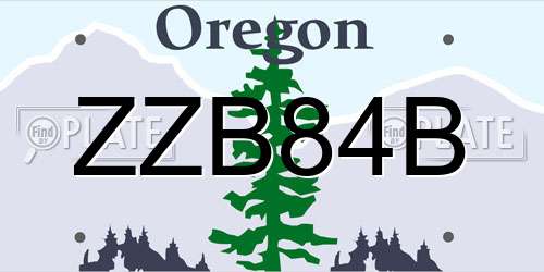 ZZB84B Oregon License Plate
