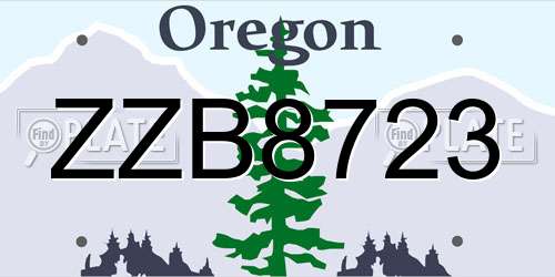 ZZB8723 Oregon License Plate