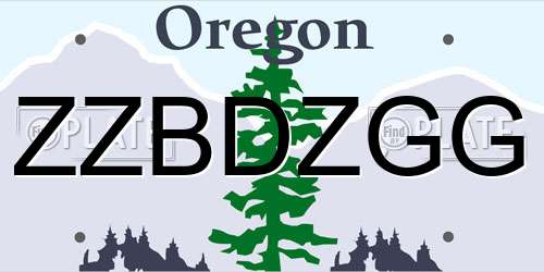 ZZBDZGG Oregon License Plate