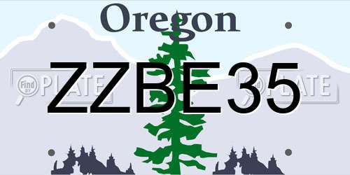 ZZBE35 Oregon License Plate