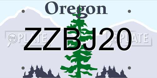 ZZBJ20 Oregon License Plate