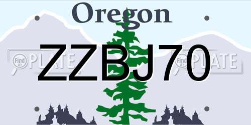 ZZBJ70 Oregon License Plate