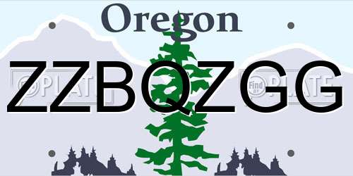 ZZBQZGG Oregon License Plate