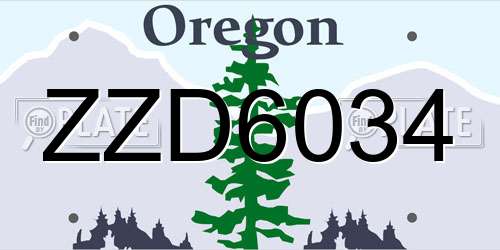 ZZD6034 Oregon License Plate