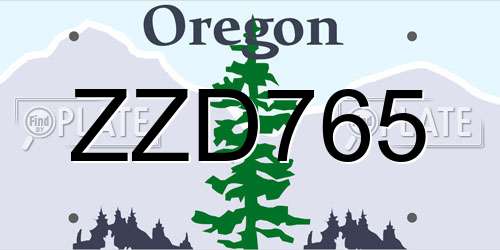 ZZD765 Oregon License Plate