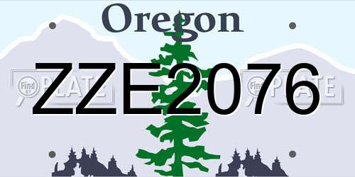ZZE2076 Oregon License Plate