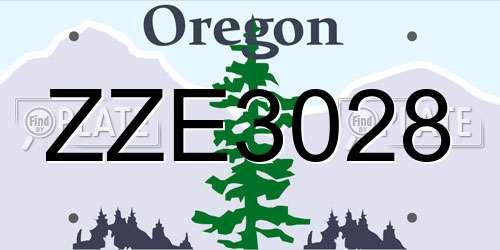 ZZE3028 Oregon License Plate