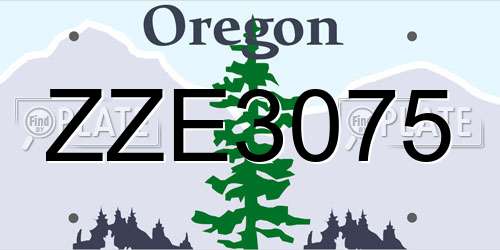 ZZE3075 Oregon License Plate