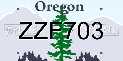 ZZF703 Oregon License Plate