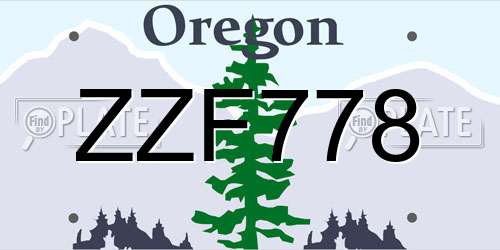 ZZF778 Oregon License Plate