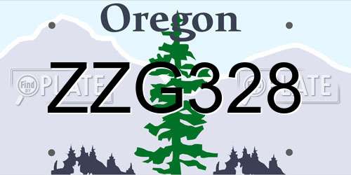 ZZG328 Oregon License Plate