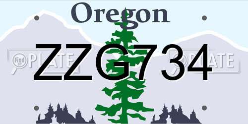 ZZG734 Oregon License Plate