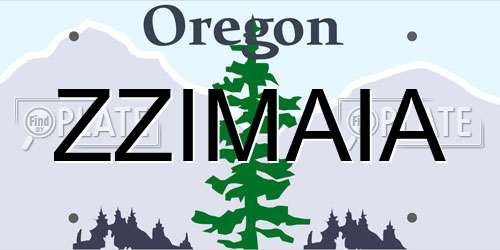 ZZIMAIA Oregon License Plate