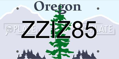 ZZIZ85 Oregon License Plate