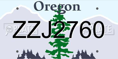 ZZJ2760 Oregon License Plate