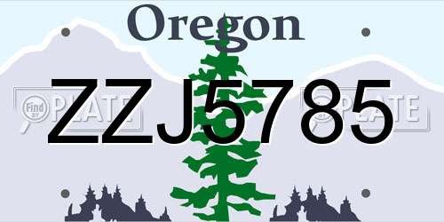 ZZJ5785 Oregon License Plate