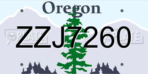 ZZJ7260 Oregon License Plate