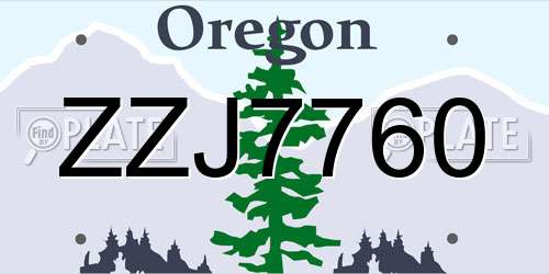 ZZJ7760 Oregon License Plate
