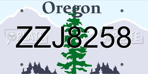 ZZJ8258 Oregon License Plate