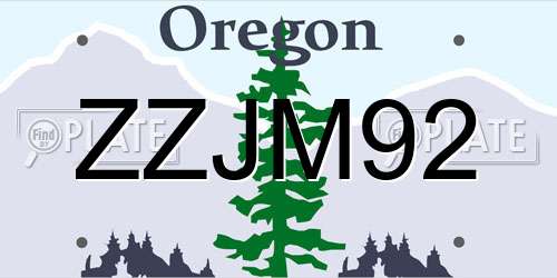ZZJM92 Oregon License Plate