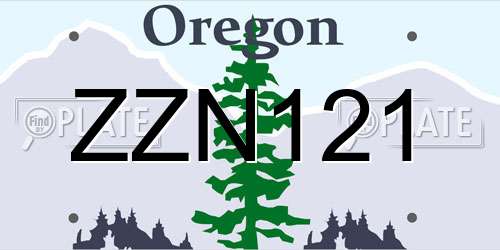 ZZN121 Oregon License Plate